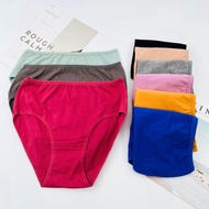 [Ready Stock] DP7 Women Cotton Plain Maxi Underwear Panties 3PCS YOBO