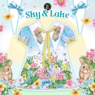 MYT x BLT BRAND : [BT429] : Sky & Lake Mini Dress : มินิเดรสสีฟ้า ปกงานปักลายกระต่าย