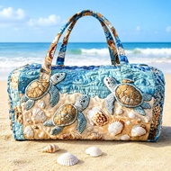 Quiltedturtletravelbag,oceanshellbeachhigh-definitionprintedluggagebag,largecapacityoceanthemedsport