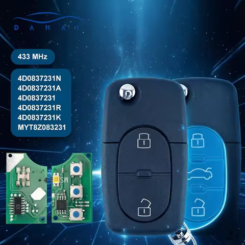 DAhai Flip Remote Car Key 433Mhz ID48 Chip For Audi A3 A4 A6 A8 B5 TT RS4 Allroad Quattro 1994-2004 