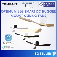 [SG Seller] YOUKAIN Optimum668 SMART DC Hugger Ceiling Fans 46"52" by Acorn | Goldberg Home