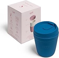 Swanz Porcelain Coffee Travel Mug with Leakproof Lid, Reusable Insulated Ceramic Tea Cup with Silico
