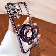 เคส หลังใส ขอบเงา สำหรับ OPPO Reno 14 Pro / Reno14F Reno14Pro Reno14 กันกระแทก นิ่ม มีขาตั้ง