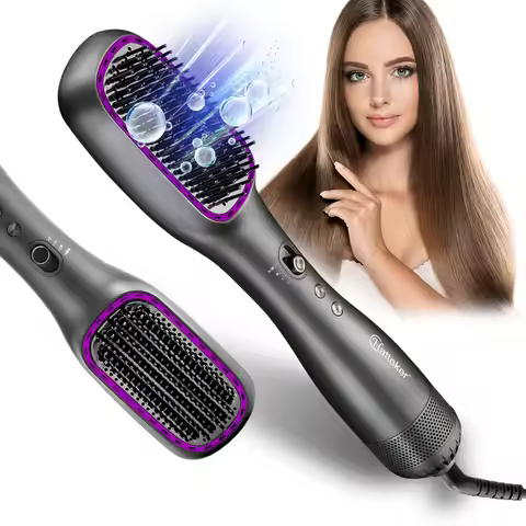 Hatteker EU Hot Air Comb Styling Comb for Straight Curly Electric Air Brush Women Anion Heating Comb