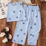 2pcs/Set Young Girl Ditsy Floral Sleeveless Top & Loose Casual Pants Set Kids Two Pieces Outfit Girl