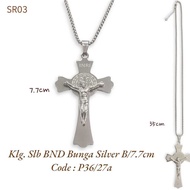 7.7cm Flower Benedict Cross Necklace - Catholic Souvenir