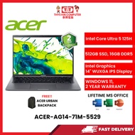 ACER-AG14-71M-5529-GREY-INTELCORE5-125H,16GBR5,512GBSSD,INTELUHD,14"IPS,W1164,2YRS,H&S