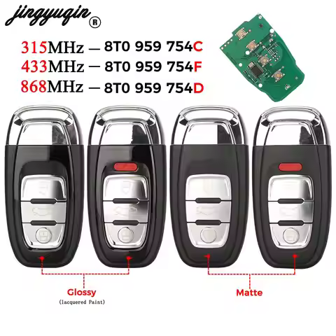 jingyuqin 3/4 Buttons Half Smart For Audi Q5 A4L A5 A6 A7 A8 RS4 RS5 S4 S5 Remote Car Key 315MHz/433