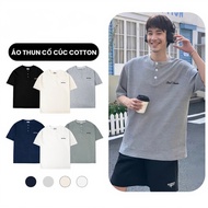 Umi_Store Men's Regular Form T-shirt with 3 Buttons, Cool Waffle Cotton