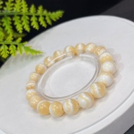 精品天然黃色方解石手串10mm玉化爆晶能量石女單圈溝通和諧凈化