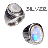Cincin Batu Biduri Bulan SUPER Natural Moonstone Biduri Bulan Air Laut / Cincin pria / Natural Moons