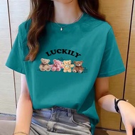 韩版女装短袖女T 恤tshirt women top short sleeve t shirts New Korean t shirt for Women t shirt 女 Round Neck L