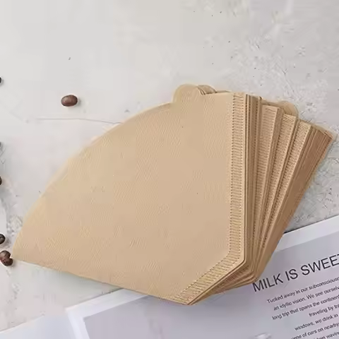 100 Pcs U Shaped Cone Coffee Filter Paper Disposable with Handle Coffee Maker Paper 1-6 Cups Unbleac