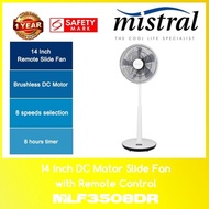 Mistral MLF3508DR 14 Inch DC Motor Slide Fan with Remote Control WITH 1 YEAR WARRANTY