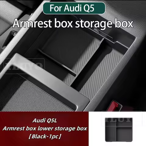 For Audi Q5, Storage Box Under Armrest Q5 Sportback RS Q5 SQ5 Silicone Storage Box Car Interior Modi