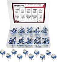 WMYCONGCONG 100pcs 500 to 1M Ohm Variable Resistor 6mm Potentiometer Assortment Kit Trimmer Pot Top 