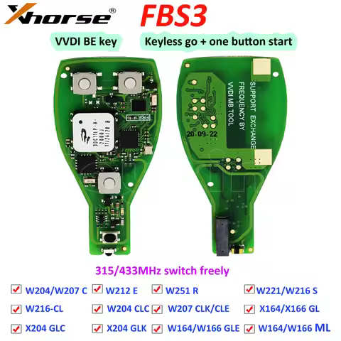 Original Keyless Go FBS3 VVDI BE smart key 3/4 Button 315Mhz 433Mhz One Button Start for MB W204 W20