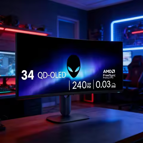 34.2 Inch 240Hz QD OLED Curved Gaming Monitor WQHD 3440x1440 0.03ms 1800R FreeSync Premium Pro HDR T