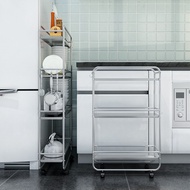 Movable 3/4 Tier Stainless Steel Kitchen Rack Space Saving Kitchen Trolley Kitchen Shelf Organizer Movable Wheel