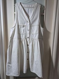 全新白色牛仔背心裙