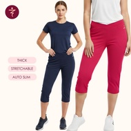 EMAX 3/4 Capri Sport Pants Stretchable Cotton Lycra Women Fitness (L-7XL)