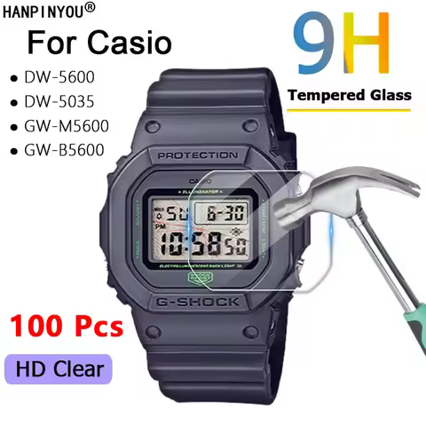 100 Pcs For Casio DW-5600 DW-5035 GW-M5600 GW-B5600 SmartWatch Ultra Slim HD Clear 9H Tempered Glass