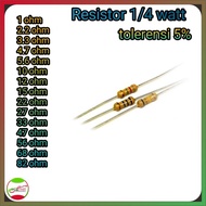 Resistor 1/4 and 1/2 watt 1 to 82 ohm