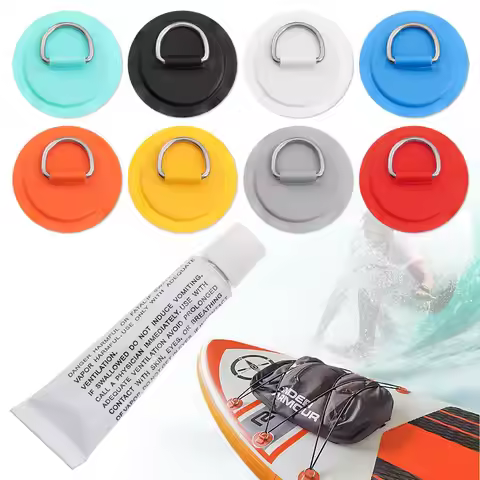 1/4Pcs Surfboard Dinghy Boat PVC Patch With Stainless Steel D Ring Deck Rigging Sup Round Ring Pad 5