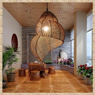 K1(KYSB) Pastoral Style Conch Rattan Lamp Vintage Pendant Lights Dining Room Decor Lighting Fixtures