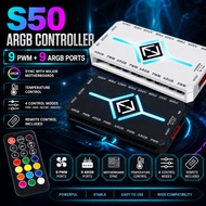 ARGB Hub 9 Port (5V 3PIN ARGB+4 Pin PWM) PC Case CPU Fan Controller Remote ARGB sync Connector