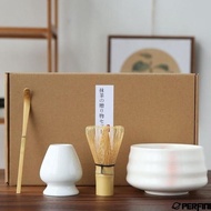 - 4 Pieces/ Set Traditional Japanese Matcha Gift Set Original Bamboo Chasen, Ceramic Bowl (Chawan), 
