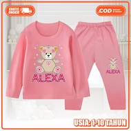 Baju Tidur Piyama Setelan Panjang Anak Perempuan Dan Laki Laki Motif Alexa Ukuran S-XXL KS-1703