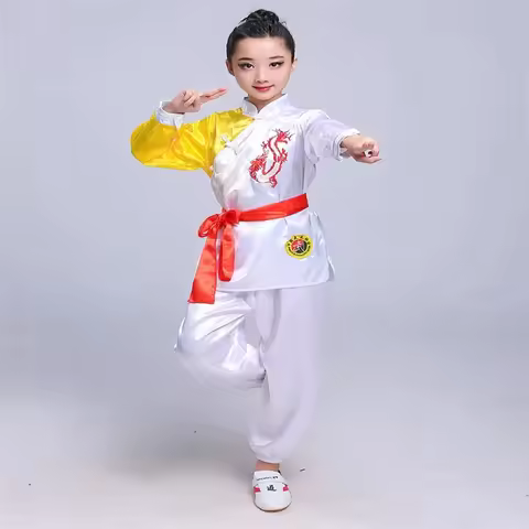 Adult Kid Chinese Traditional Wushu Costume Clothes Boys Girls Kungfu Pak Tai Chi Martial Art Unifor