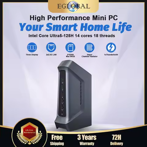 EGLOBAL Cheapest Mini PC Gamer Ultra125H 32GB DDR5 1TB SSD WiFi6 Windows 11 Thunderbolt 4 Type-C 4US