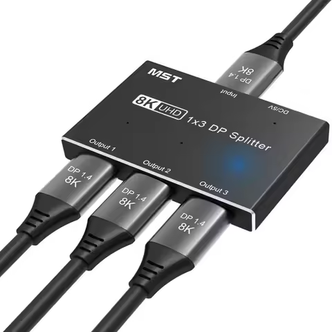 8K DisplayPort Splitter DisplayPort 1.4 MST SST Splitter 1 in 3 out Video Converter for 1 DP Ultra H