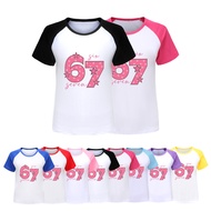5291 Kids Boys Girls Brainrot 67 Printed Soft Raglan T-Shirt