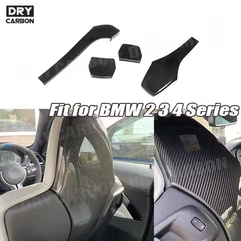 Dry Carbon Fiber 4Pcs Car Inner Seat Back Covers Trims for BMW F80 M3 F82 F83 M4 F87 M2 M2C Sedan Co