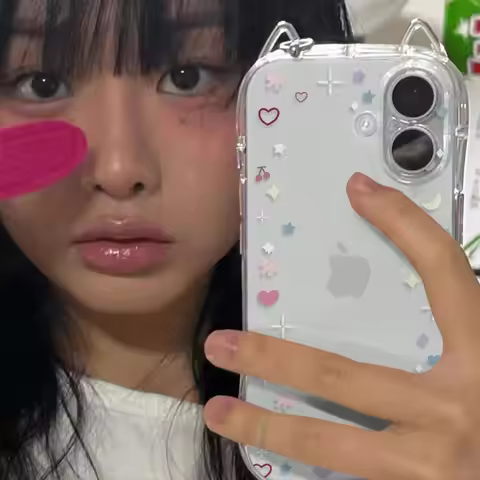 Stars Moon Cat Ears 3D Phone Case For iPhone 17 Pro Max Air X XR XS Max 7 8 Plus 16 15 14 13 12 11 I