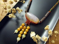 項鍊 古銀玉意-金色露珠 黃玉髓+黃玉+銀+手工編織