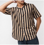 NEW - KEMEJA STRIPE GARIS-GARIS PRIA LENGAN PENDEK [ Trending ] | Kemeja Salur Pria Stripe Lengan Pe