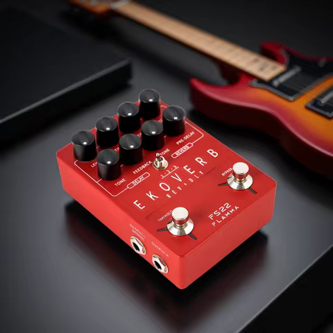 FLAMMA FS22 Ekoverb Dual Reverb Delay Pedal with Freeze and Trail On Function with Power Supply