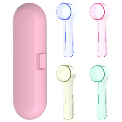 Reusable Toothbrush Travel Case & 4 Brush Heads Dustproof Covers, Compatible with Oral B Pro 1000 50