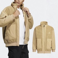 adidas 外套 Prsve Boa Jacket 男款 米白 寬鬆 立領 毛茸茸 風衣 夾克 愛迪達 HP1391