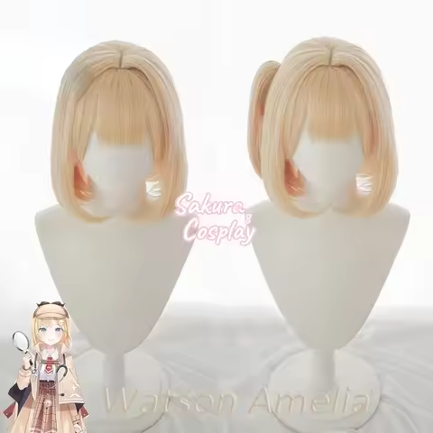 Youtuber Hololive Watson Amelia EN VTuber Cosplay Short Blonde Heat Resistant Synthetic Hair Hallowe
