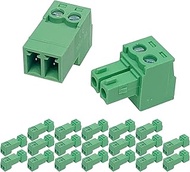 Cermant 20Sets 2Pin 15EDGRK 3.81mm/0.14in Pitch PCB Mount Screw Terminal Block Connector for 28-16AW
