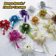 1 Pcs Bunga Rozek/Flower Corsage/Bunga Kendarat/Bunga Rose/Bunga Penanggah/Bunga Dada with Brooch Pi