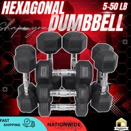 Hex Dumbbells LB ( 5-10-15-20-25-30-35-40-45-50LB) – Hexagon Weights with Metal Grip for Home Gym