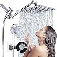 High Pressure Rain Shower Head Combo with Extension Arm- Easy to Install Wide Rainfall Showerhead with 3 Water Spray Modes