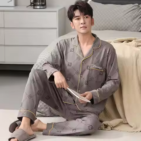 Men's Suit Men's Clothing Homewear 2Pcs Pajamas Pants Four Seasons Leisure Suit Sportswear Y2K Sport