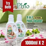 Phio 9-in-1 Floor Cleaner 1L x2 | Wax Protection | Shiny & Fresh | Pet/Kid Friendly | For Floor Wash